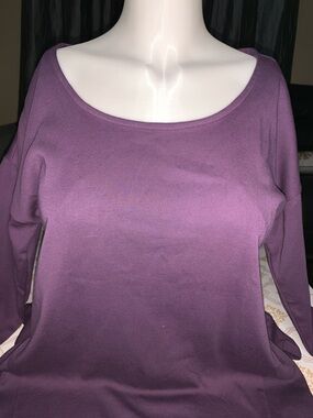 Chico's Plum Scoop Neck Long Sleeve Top